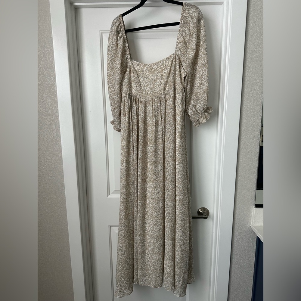 Pink blush maternity beige chiffon dress
